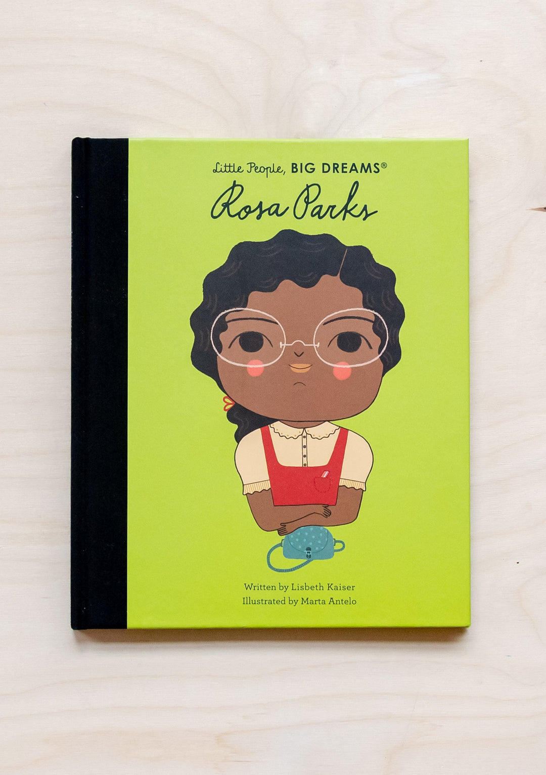 TBCo Little People Big Dreams: Rosa Parks hardcover childrens book with illustrated cartoon character on lime green cover