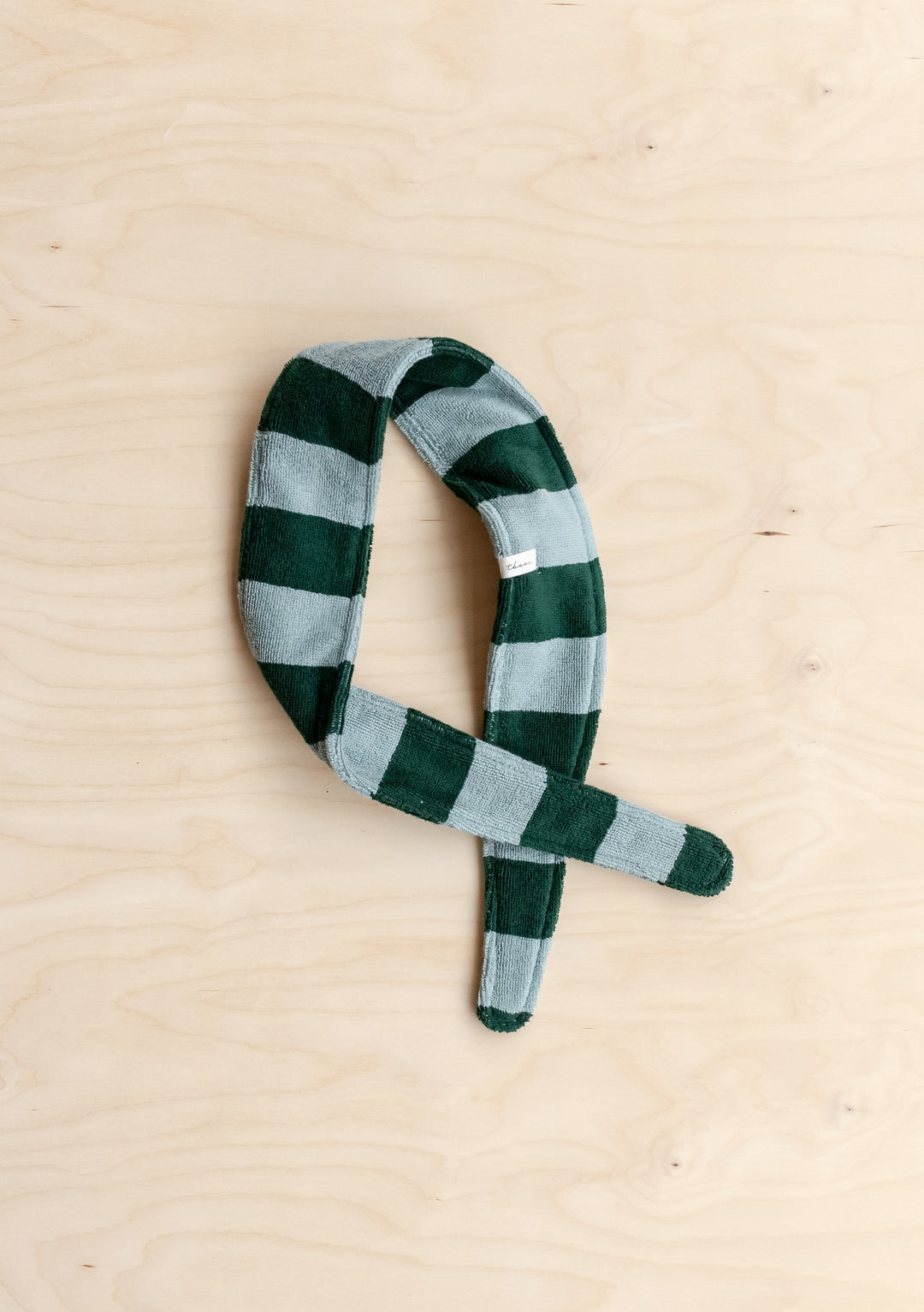 Cotton Towelling Hair Tie in Green Stripe