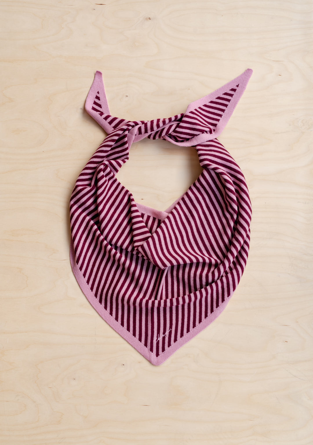 Large Merino Triangle Scarf in Pink Stripe