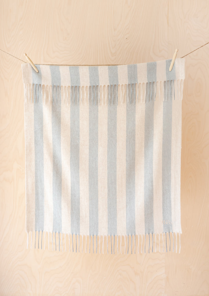 Lambswool Baby Blanket in Oatmeal & Grey Stripe