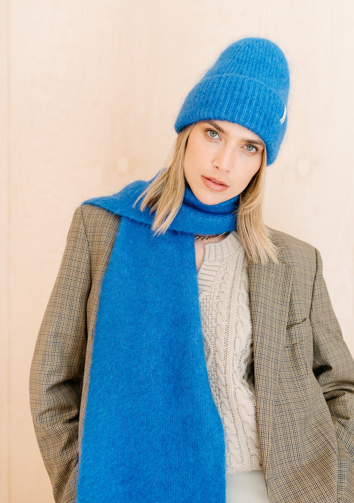 Mohair & Wool Beanie in Blue