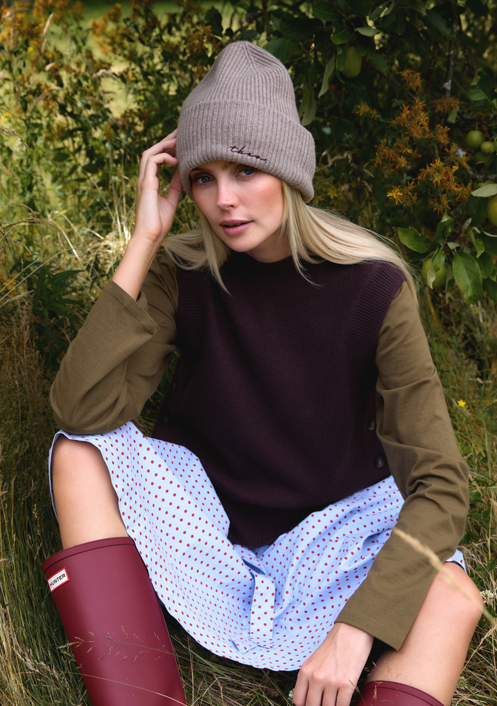 Merino Beanie in Haferflocken