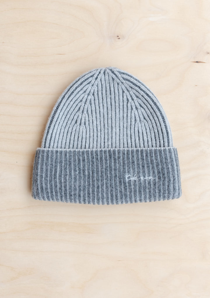 Bonnet en cachemire et mérinos bicolore anthracite