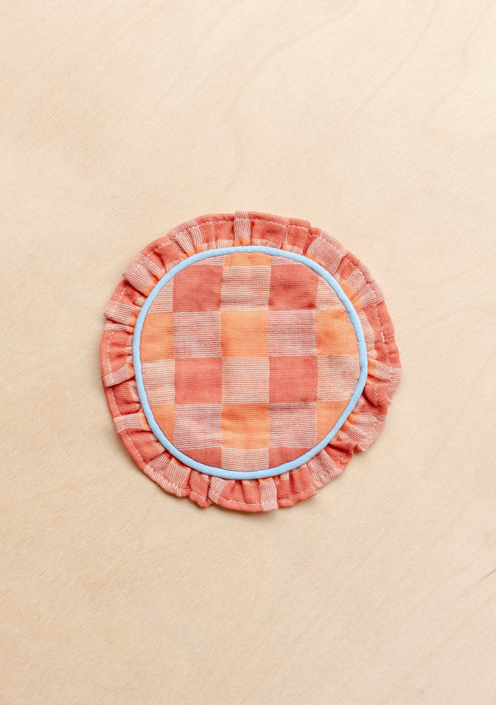 Sample Sale Cotton Coasters Set of 2 in Apricot Checkerboard