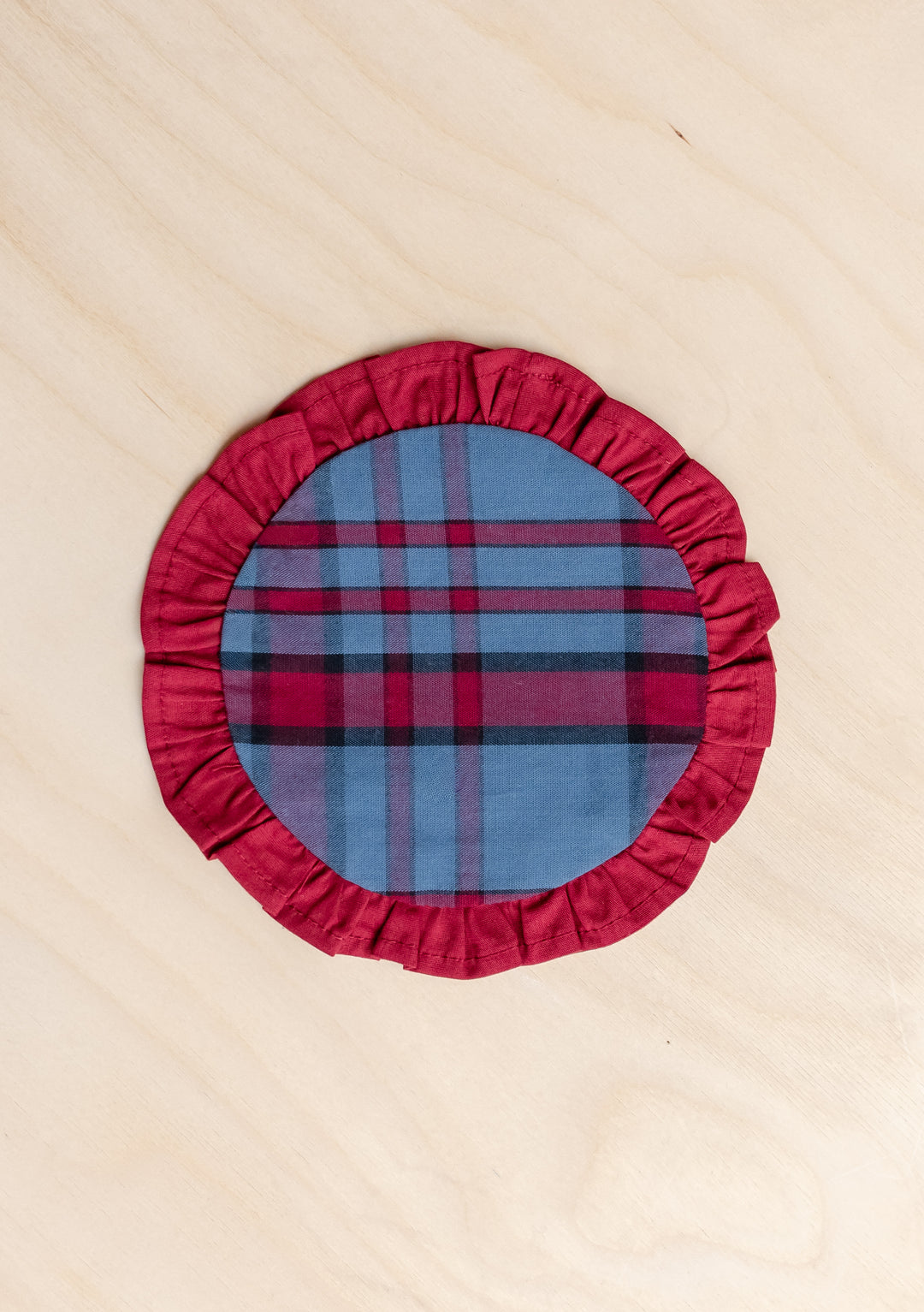 Lot de 2 sous-verres en coton à motif tartan bleu marine 