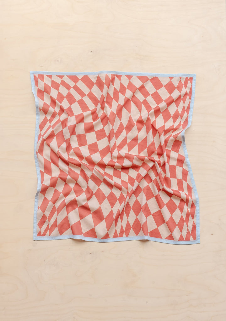 Sample Sale Cotton Square Scarf in Apricot Checkerboard