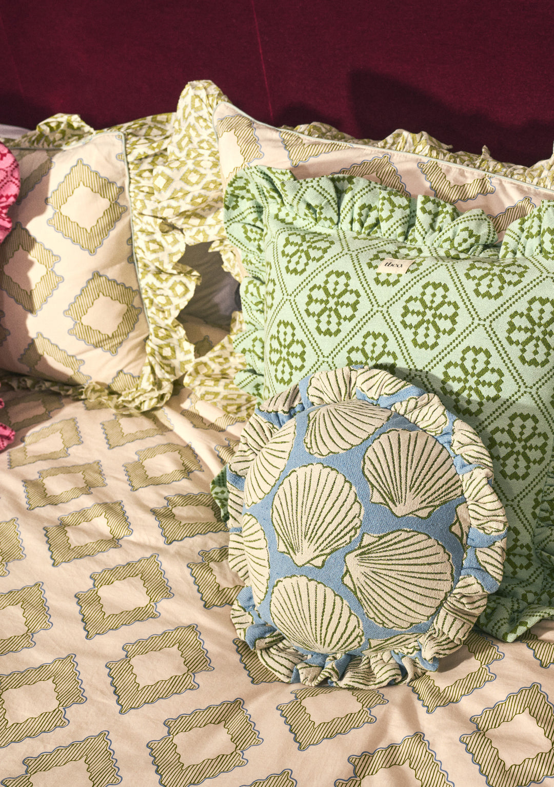 Bettwäsche-Set aus Baumwolle mit grünem Diamantmuster