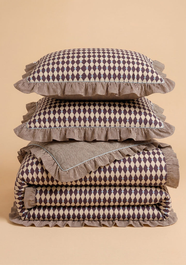 Paire de taies d'oreiller en coton Camel Harlequin