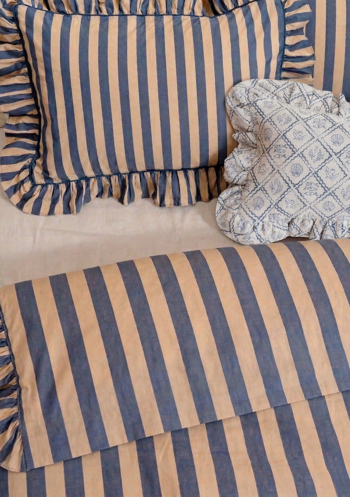 Pair of Cotton Pillowcases in Navy Stripe