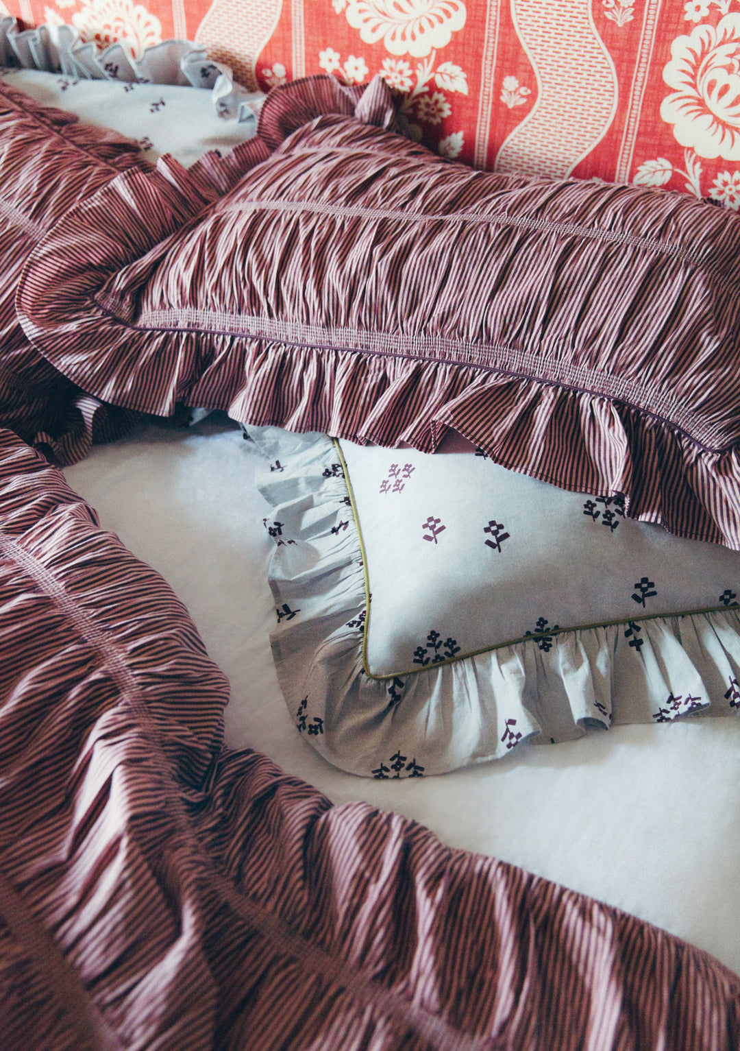 100% Cotton Bedding in Fig Micro Stripe