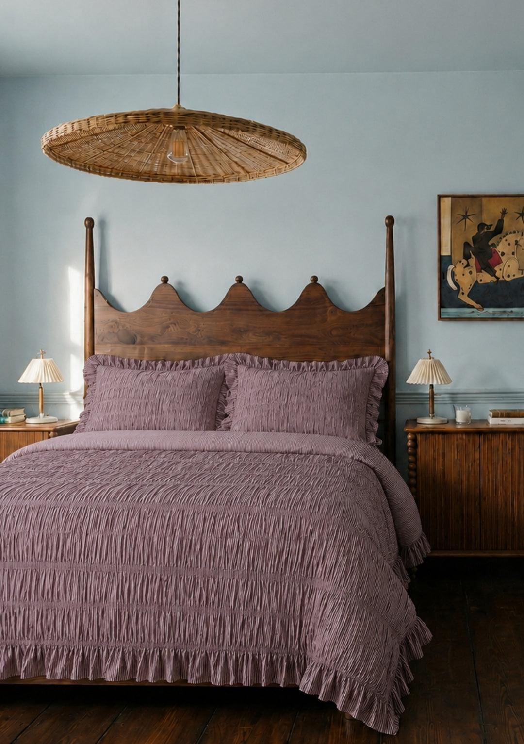 100% Cotton Bedding in Fig Micro Stripe