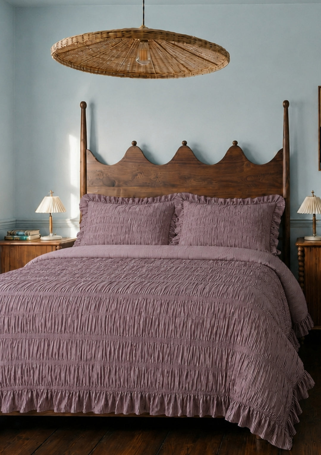 100% Cotton Bedding in Fig Micro Stripe