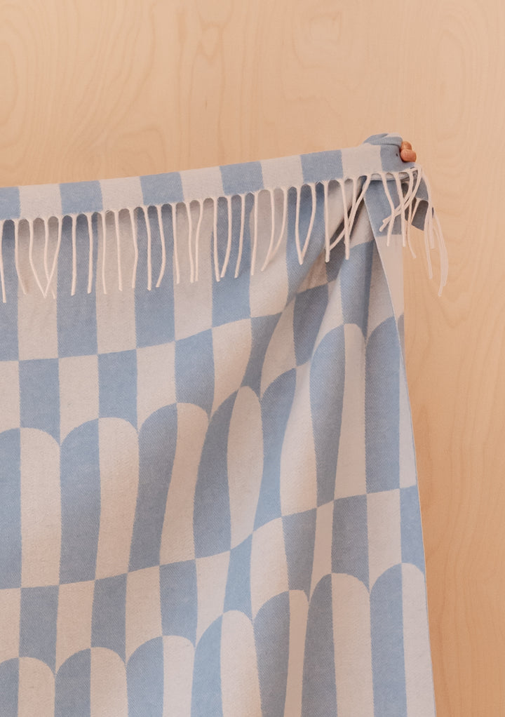 Lambswool Blanket in Blue Geo