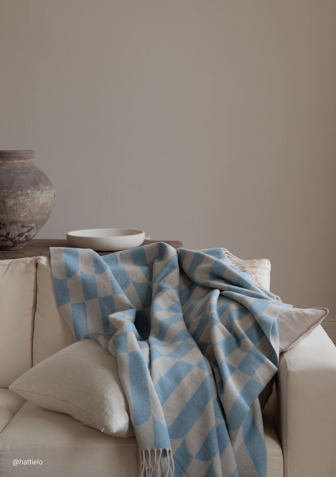 Lambswool Blanket in Blue Geo