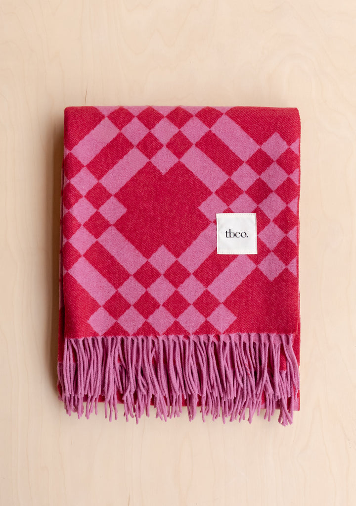 Lambswool Blanket in Pink Pixel