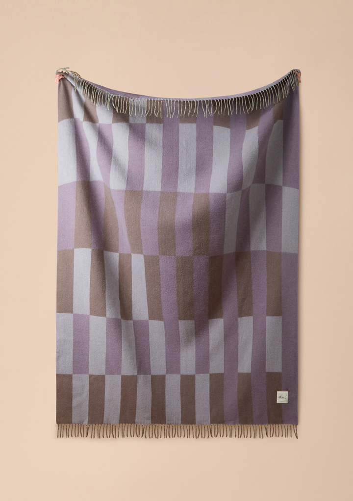 Lambswool Blanket in Lilac Pillar Block