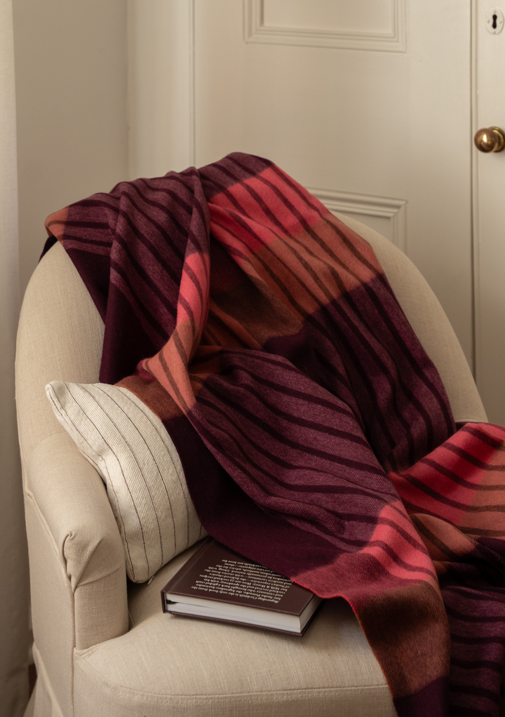 Lambswool Blanket in Pink Pop Stripe