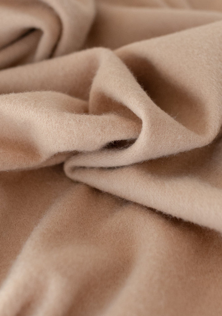 Lambswool Blanket Scarf in Light Camel - TBCo 