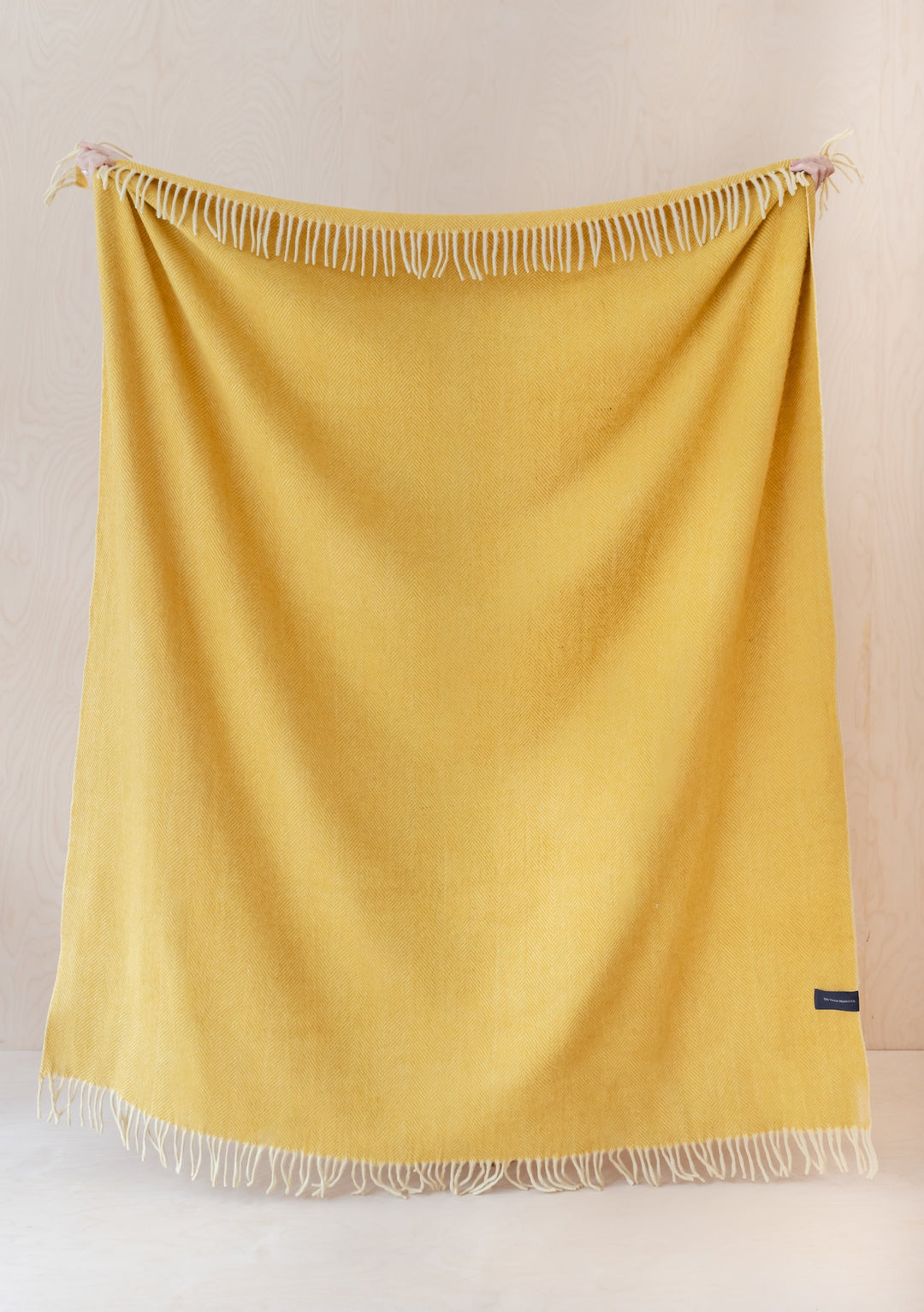 Recycled Wool Blanket in Mustard Herringbone - TBCo 