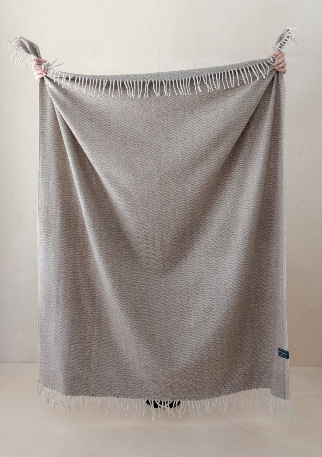 Recycled Wool Blanket in Natural Herringbone - TBCo 
