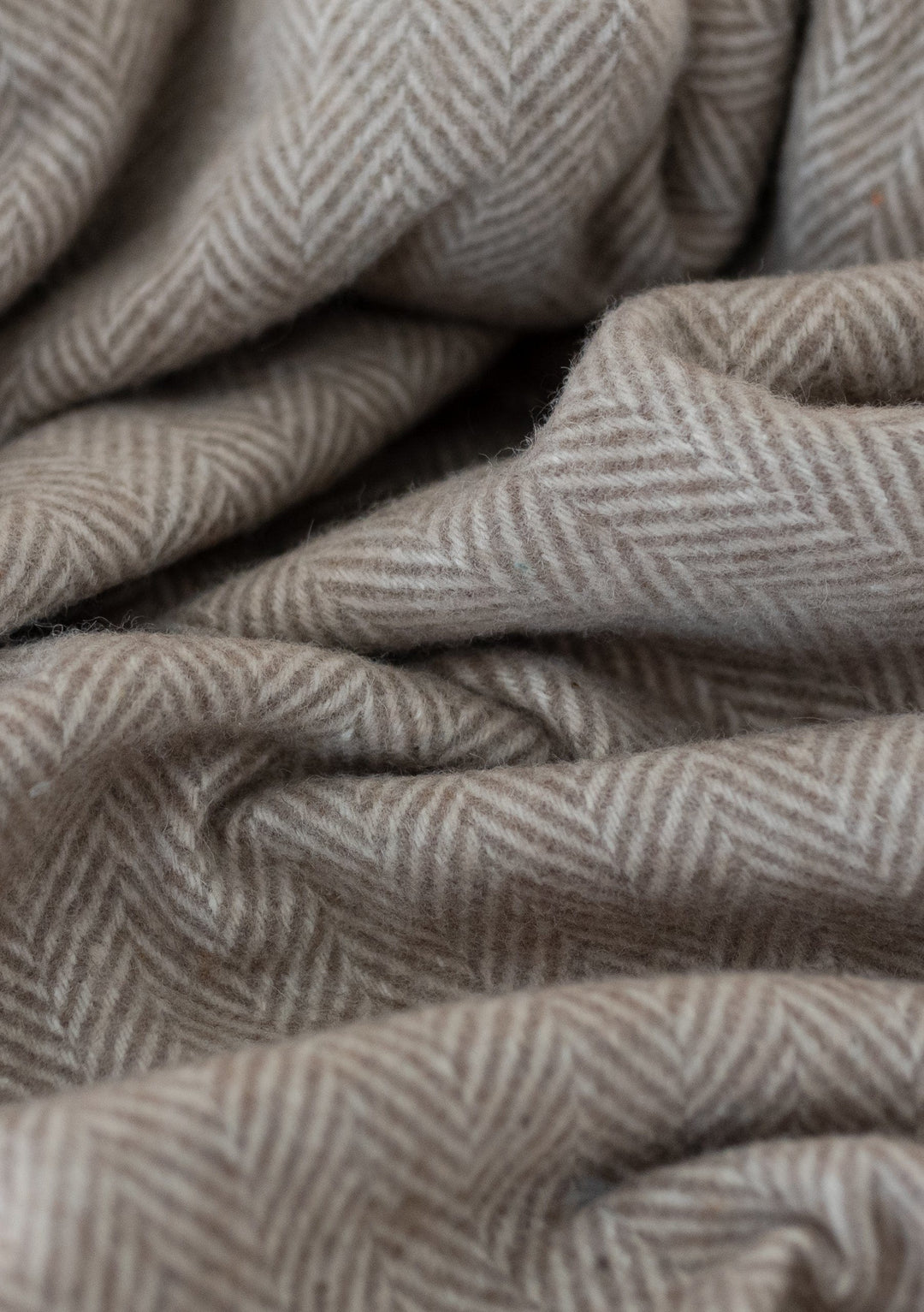 Recycled Wool Blanket in Natural Herringbone - TBCo 