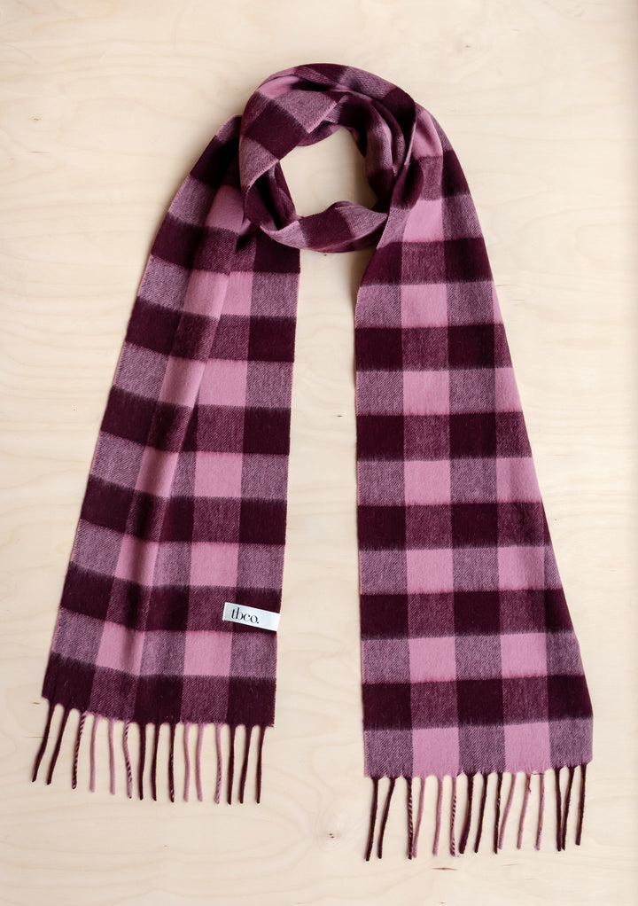 Musterverkauf: Lammwollschal in Beeren-Gingham 