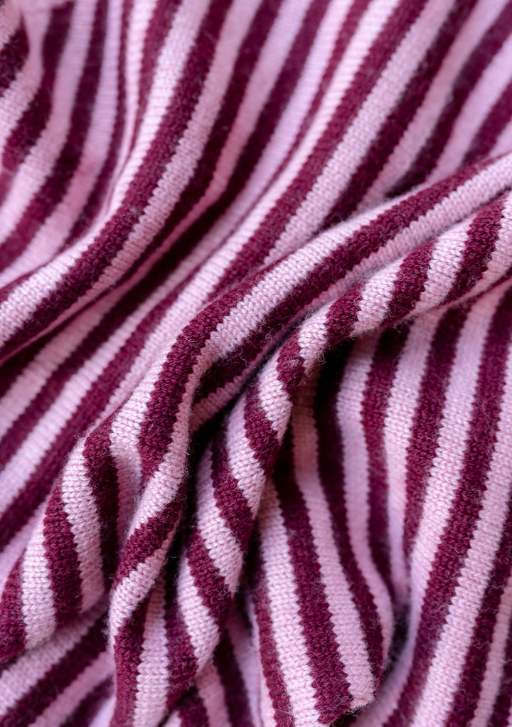 Large Merino Triangle Scarf in Pink Stripe
