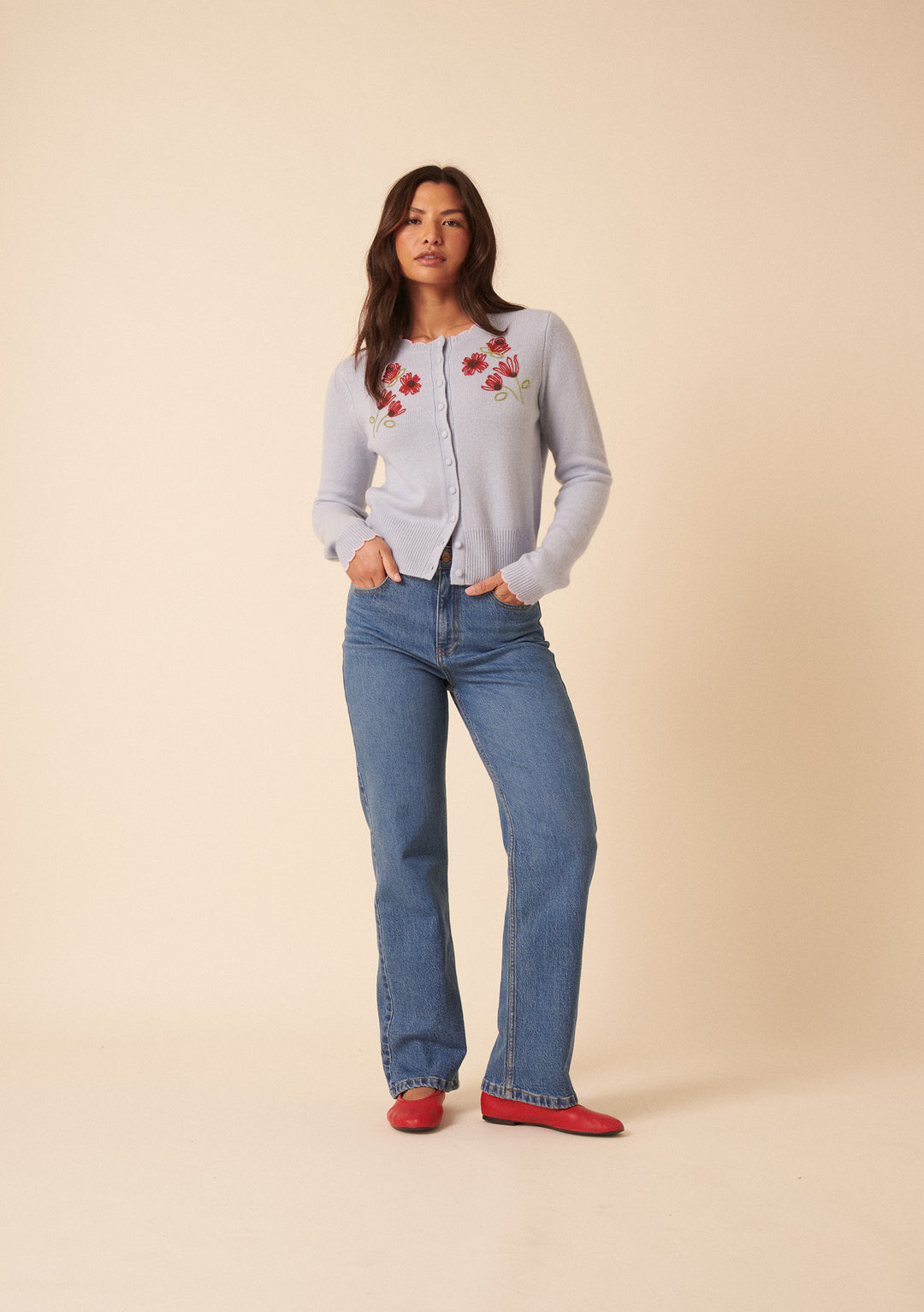 NC x TBCo Blue Floral Wool Cardigan