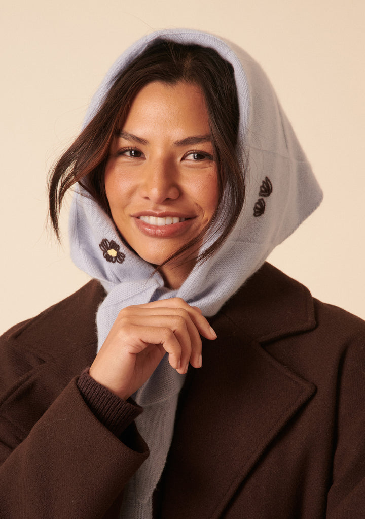 NC x TBCo Blue Floral Wool Triangle Scarf