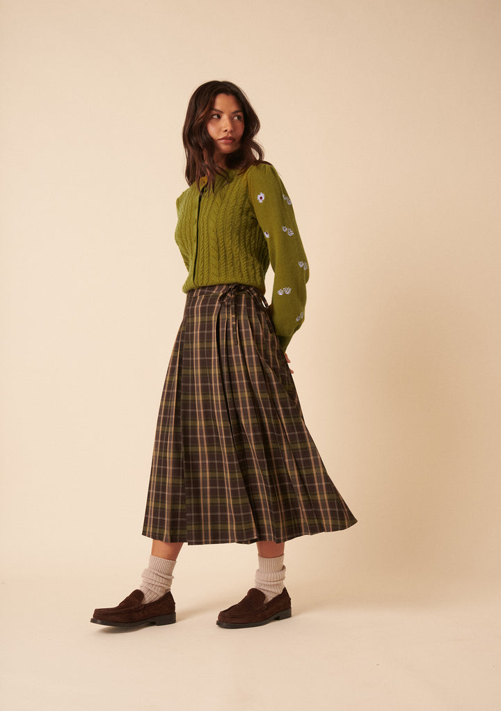 Nobody's Child x TBCo Green Floral Cable Wool Cardigan