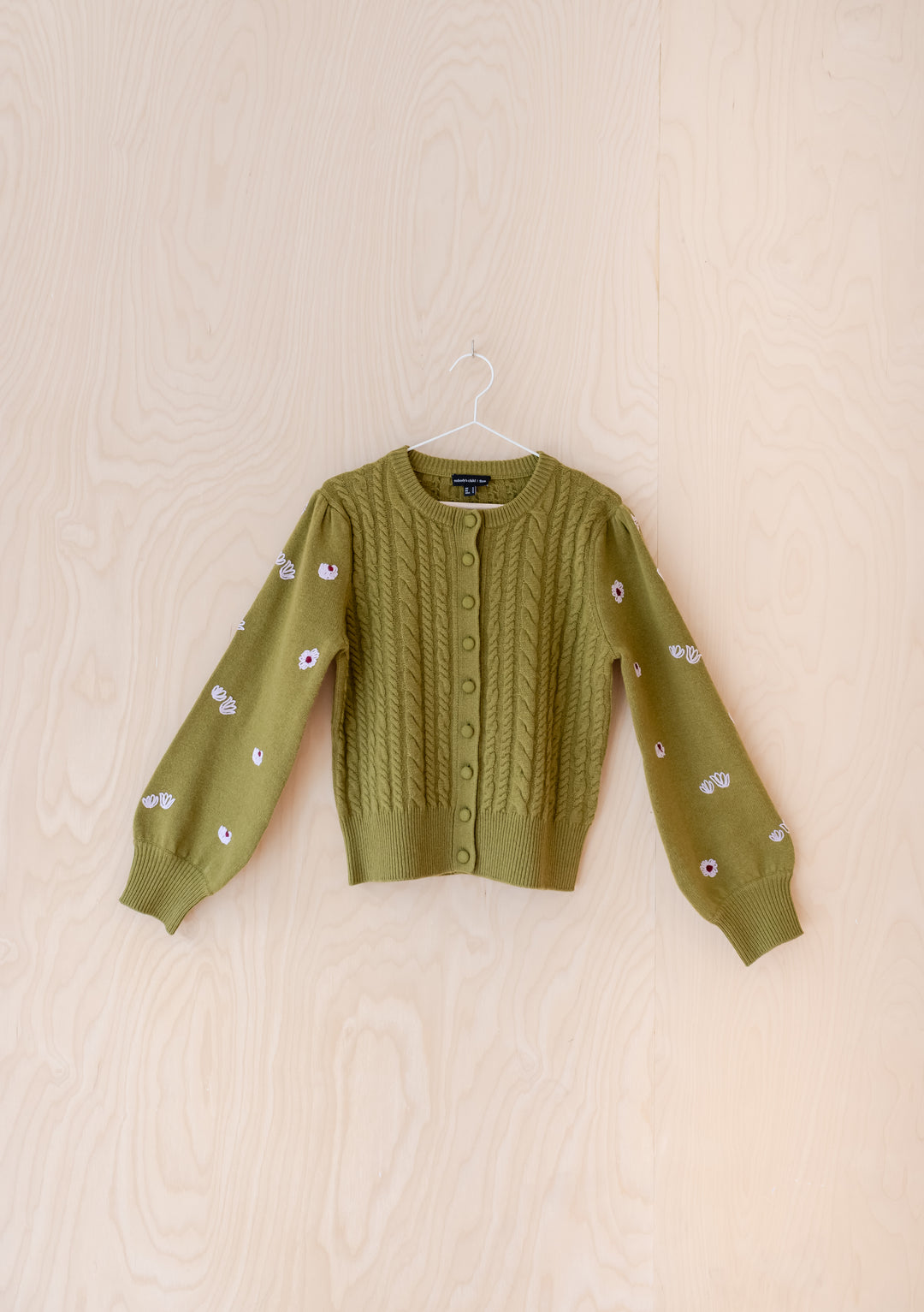 Nobody's Child x TBCo Green Floral Cable Wool Cardigan
