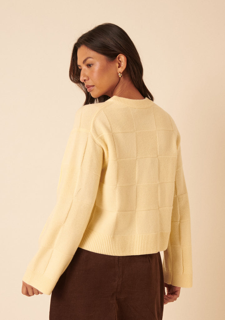 NC x TBCo Latte Checkerboard Relaxed Wool Jumper