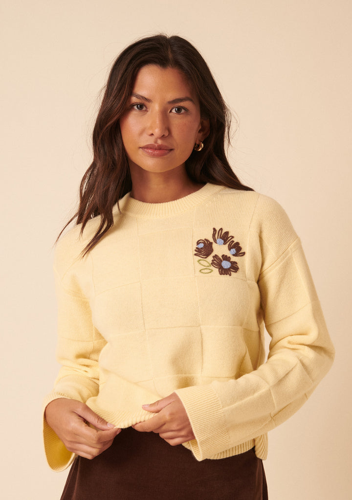NC x TBCo Latte Checkerboard Relaxed Wool Jumper