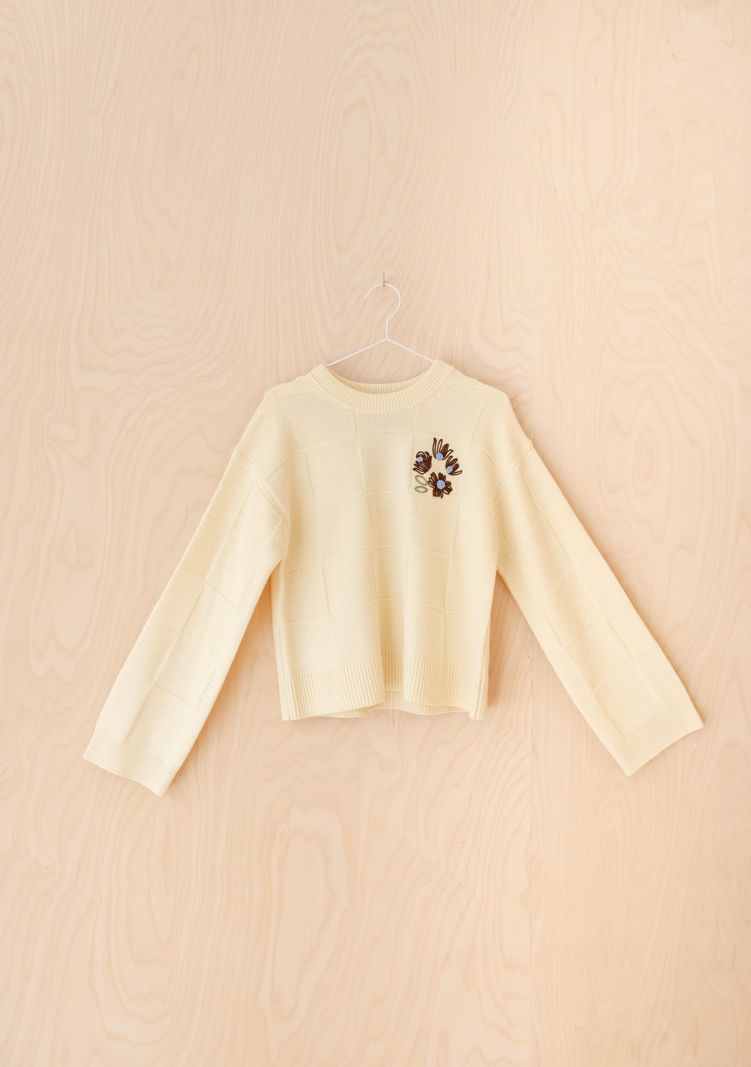 NC x TBCo Latte Checkerboard Relaxed Wool Jumper