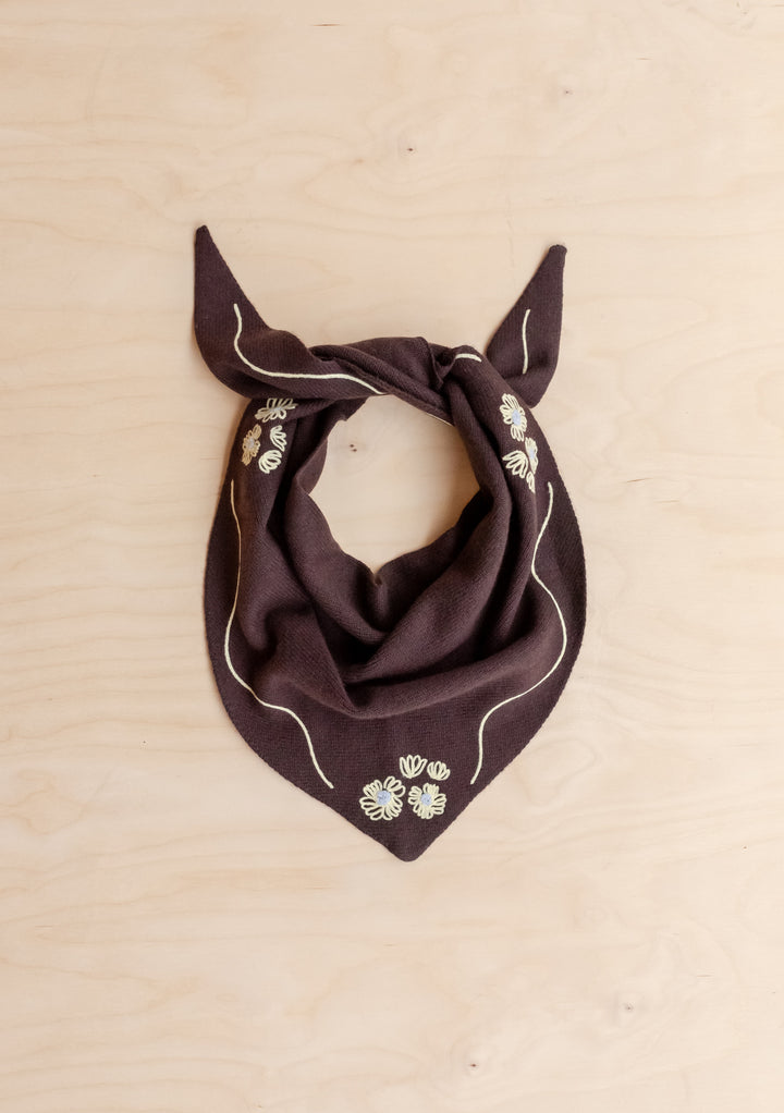 NC x TBCo Latte Floral Wool Triangle Scarf