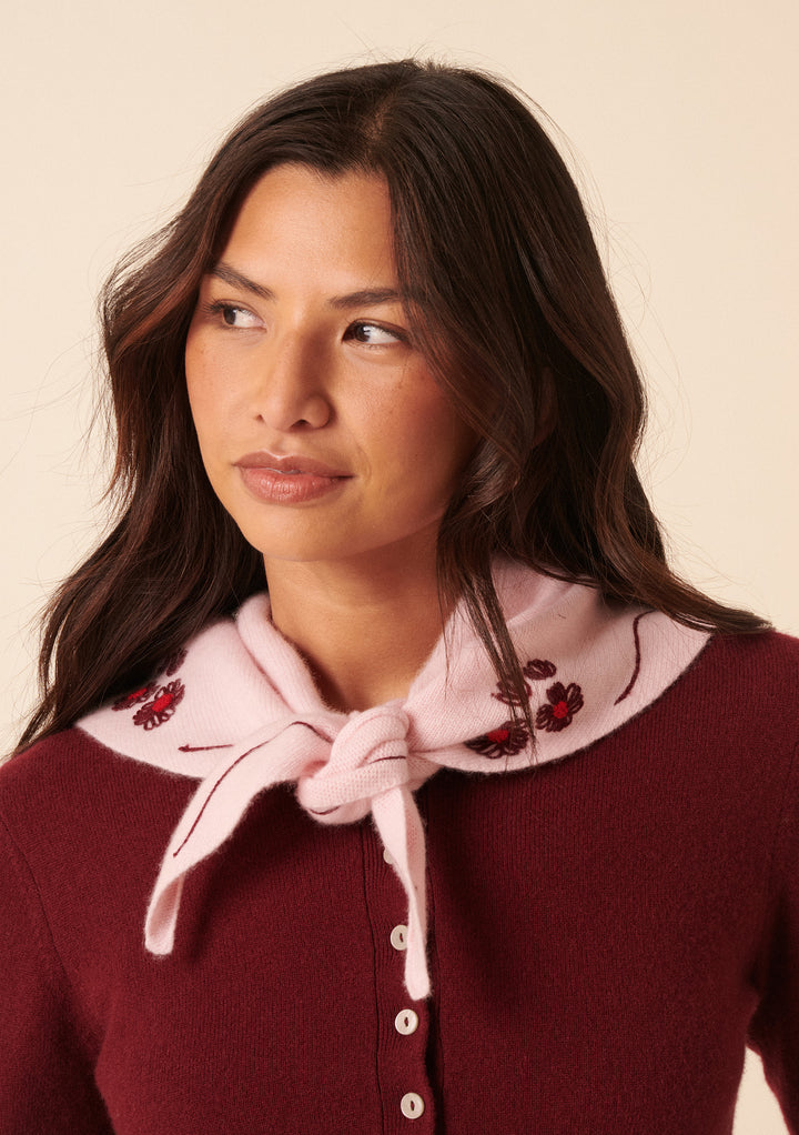 Nobody's Child x TBCo Pink Floral Wool Triangle Scarf