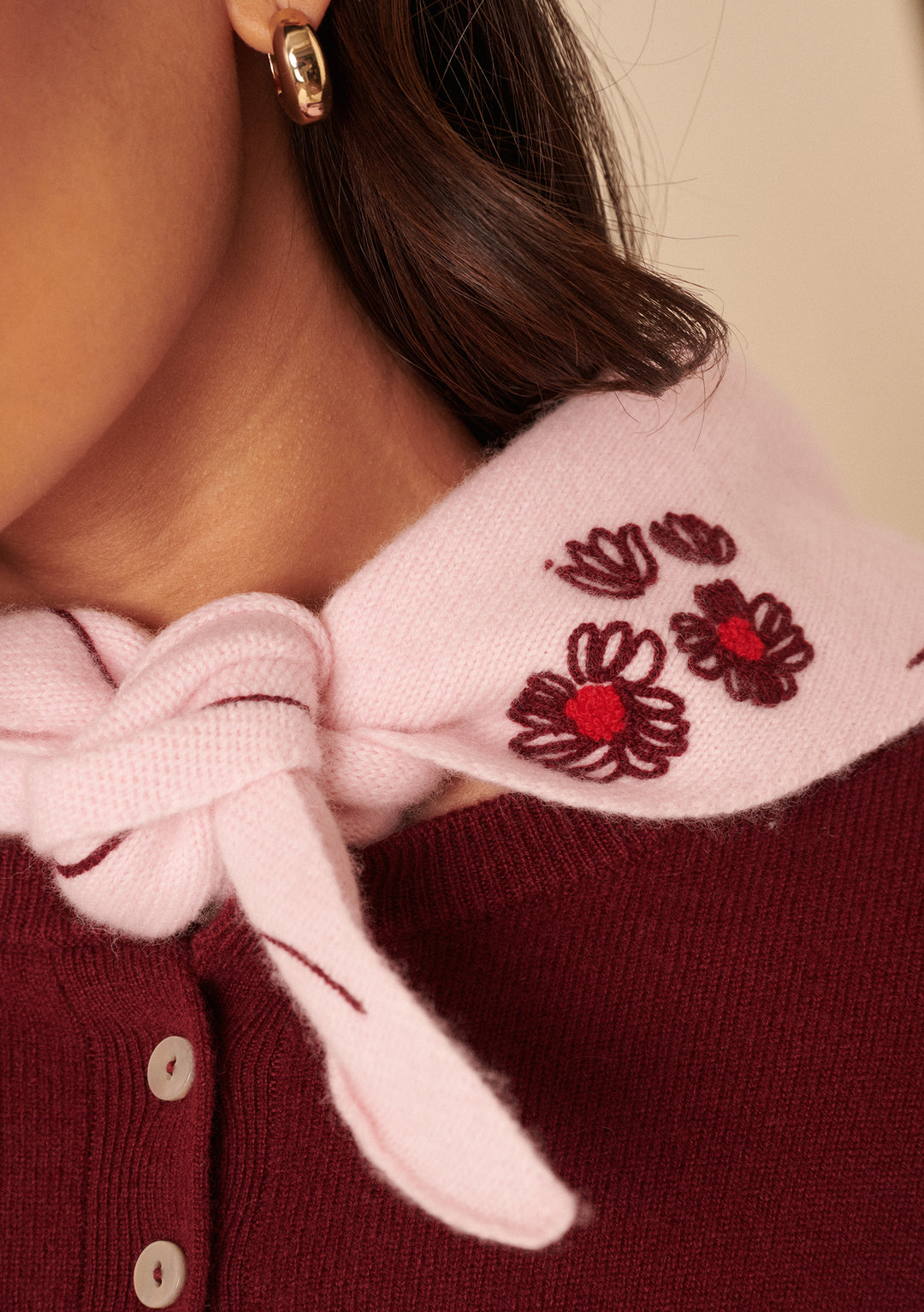 Nobody's Child x TBCo Pink Floral Wool Triangle Scarf