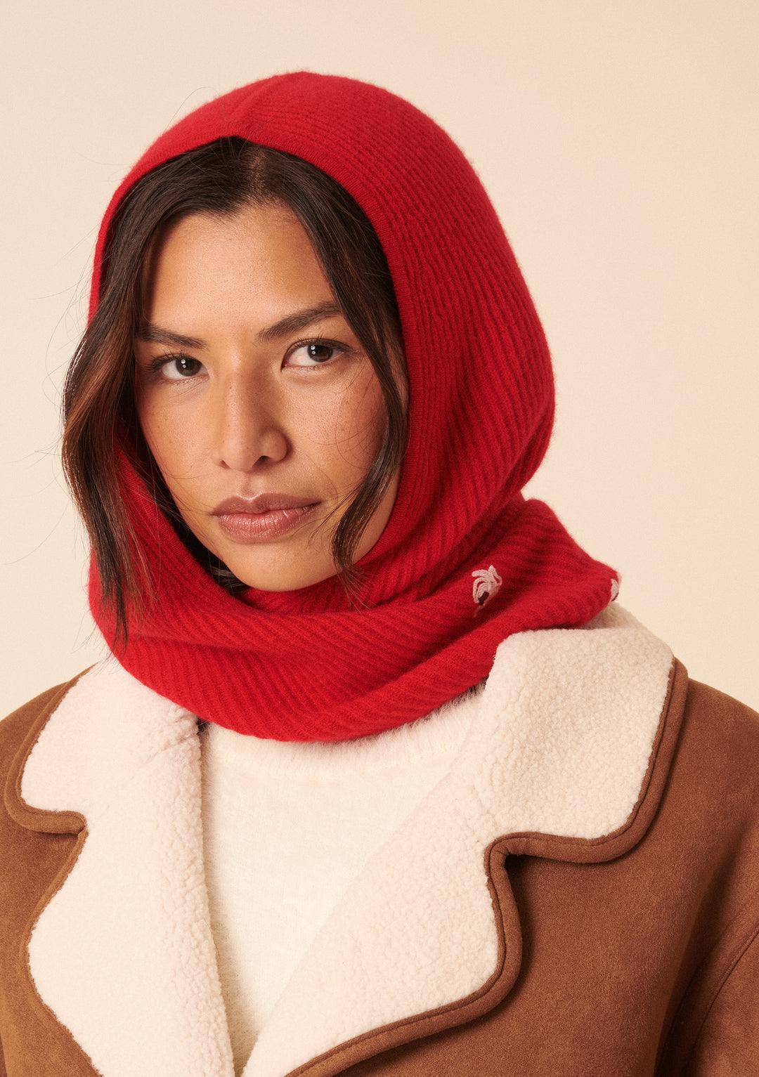 NC x TBCo Red Floral Wool Hood