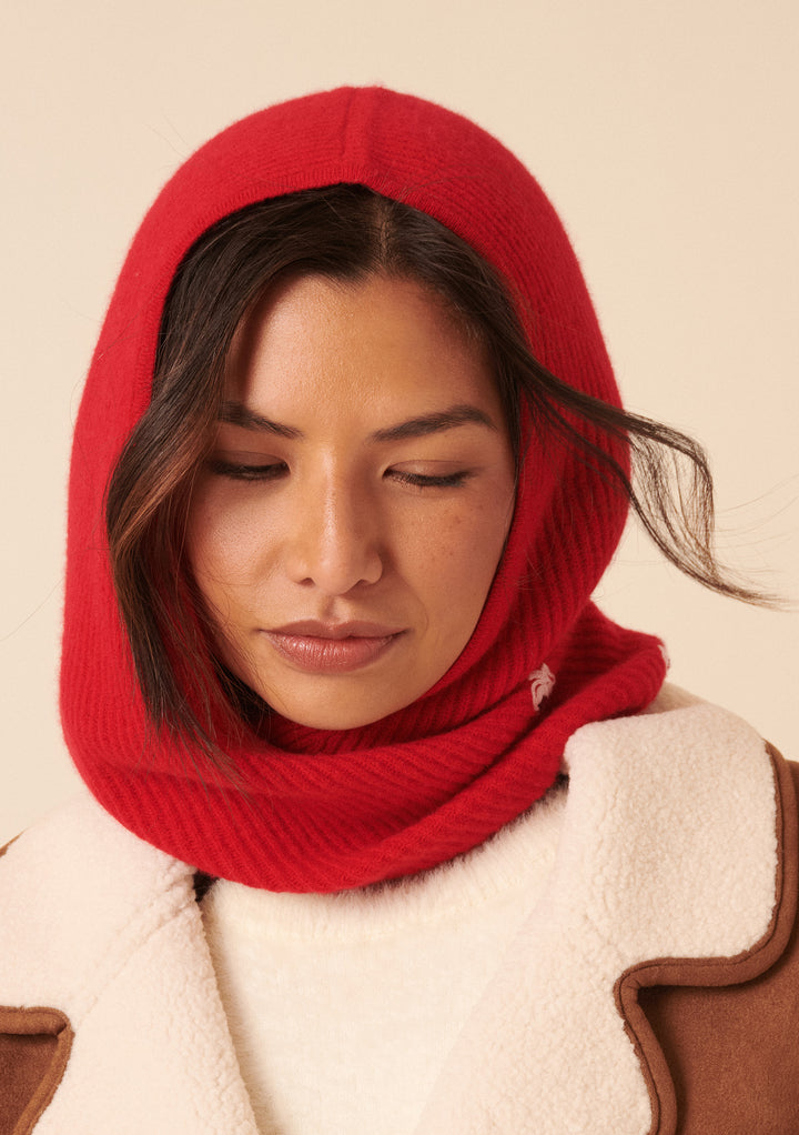 NC x TBCo Red Floral Wool Hood