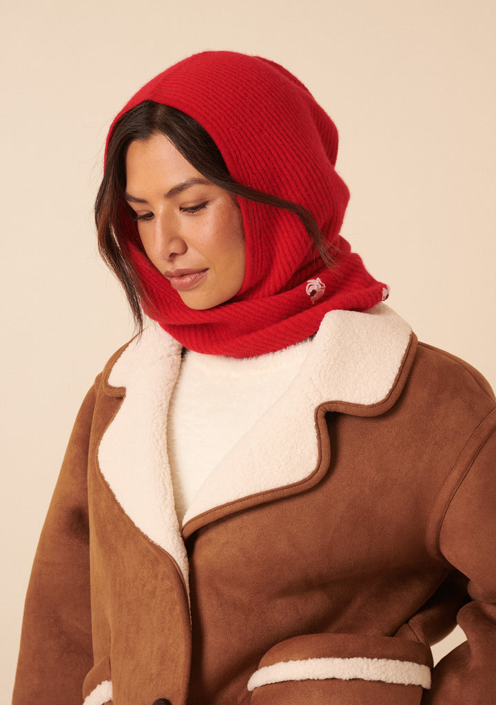 NC x TBCo Red Floral Wool Hood