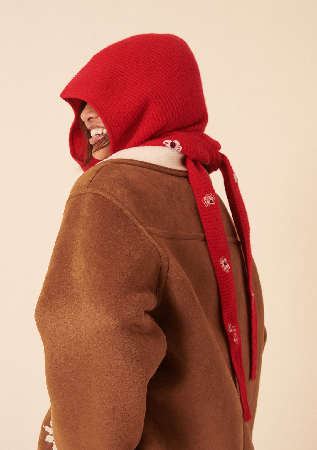NC x TBCo Red Floral Wool Hood