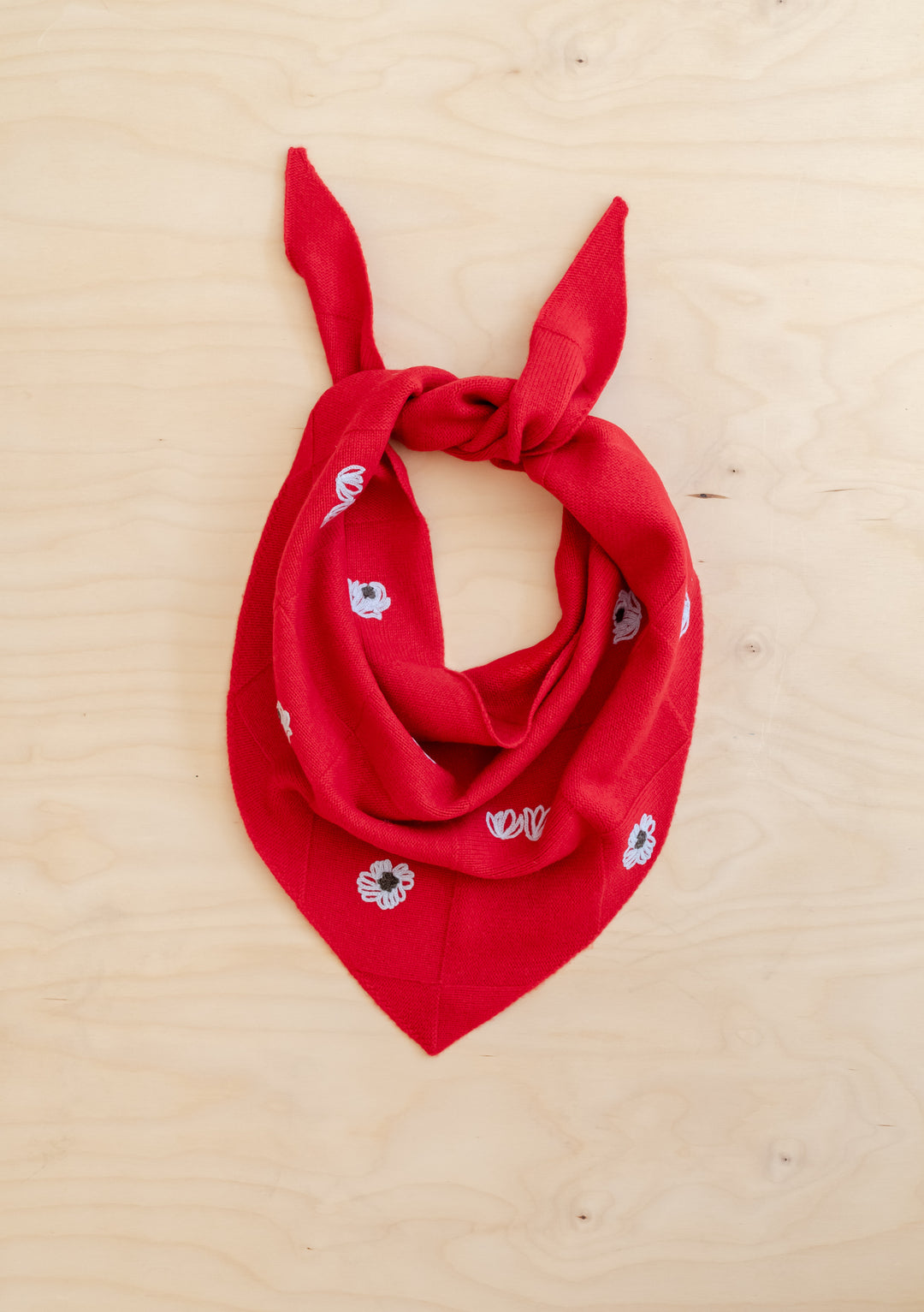 NC x TBCo Red Floral Wool Triangle Scarf