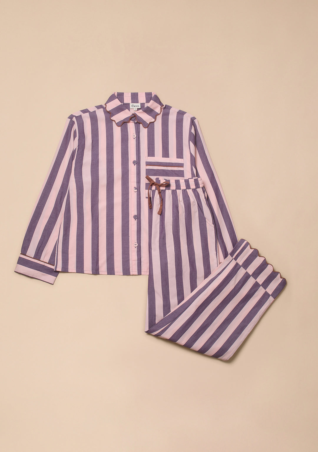 Cotton Pyjamas in Pink & Purple Stripe