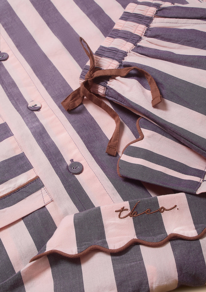 Cotton Pyjamas in Pink & Purple Stripe
