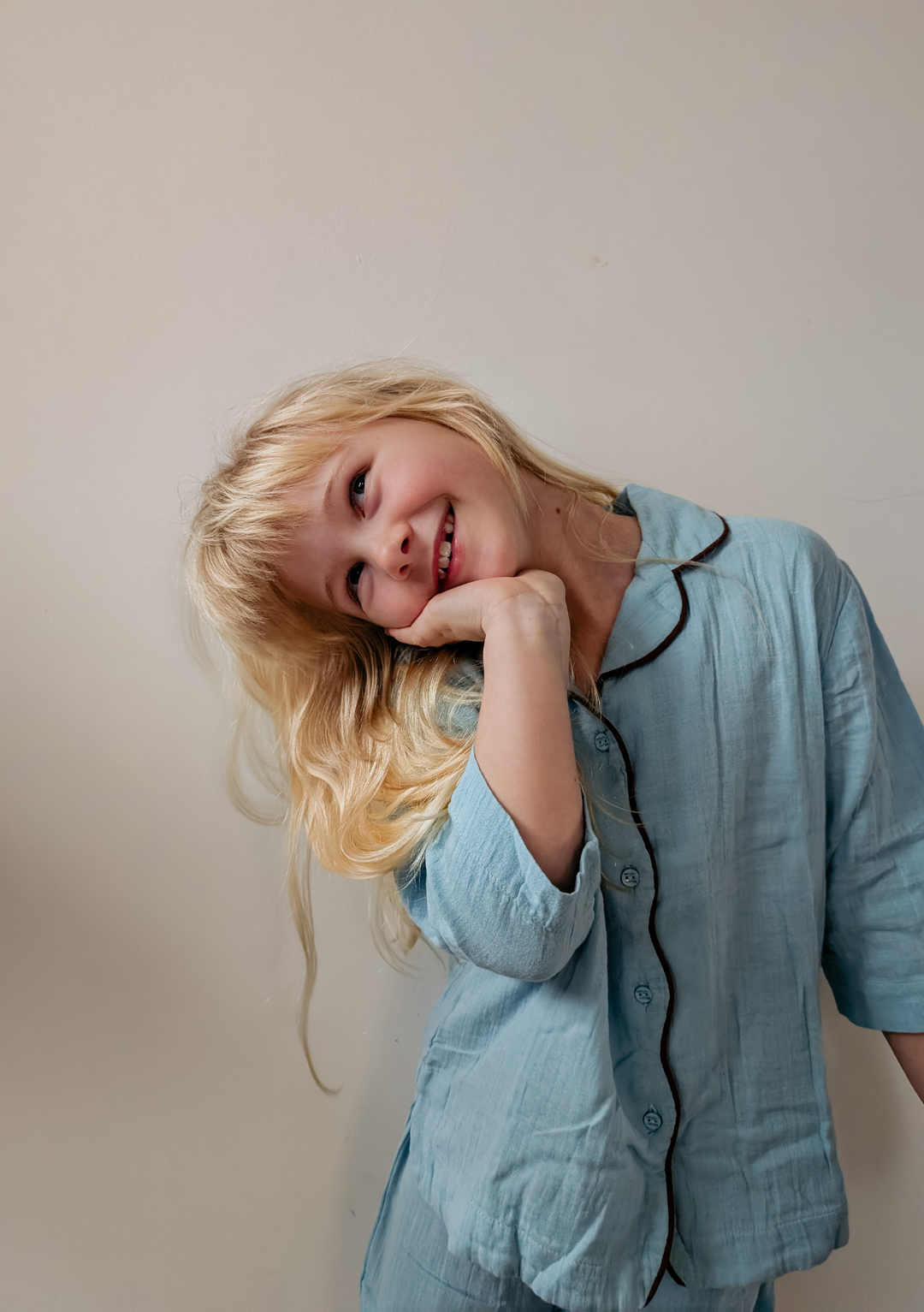 Baumwoll-Kinderpyjama in Blau 