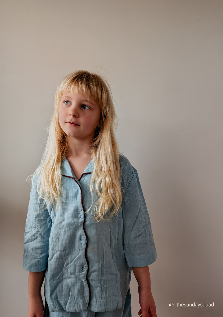 Baumwoll-Kinderpyjama in Blau 