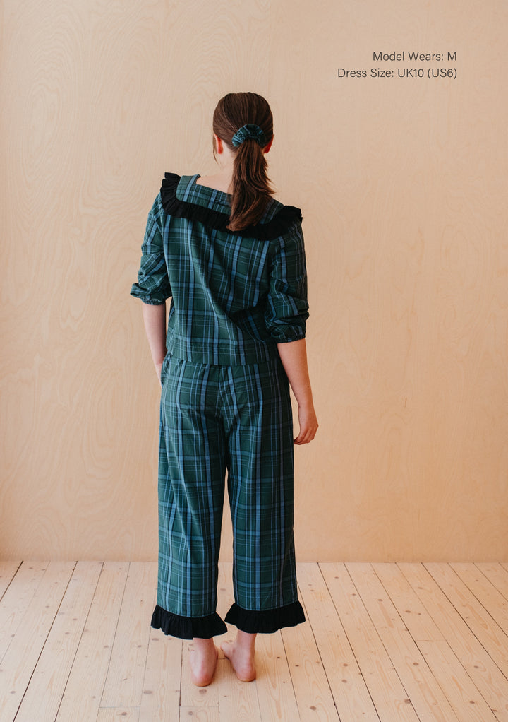 Pyjama en coton à motif tartan vert 