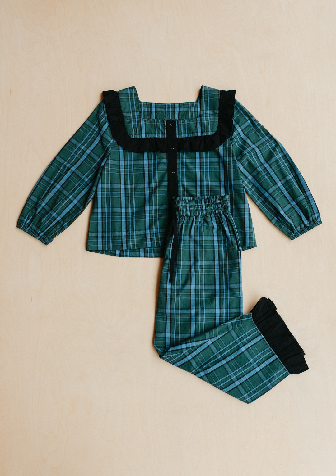 Pyjama en coton à motif tartan vert 