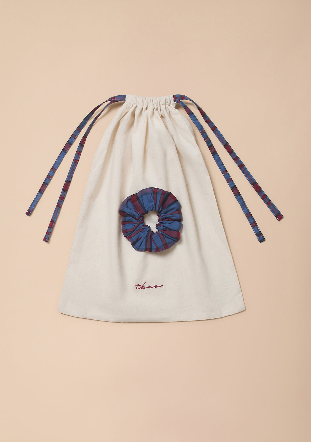 Cropped Cotton Pyjamas in Navy Tartan Ruffle