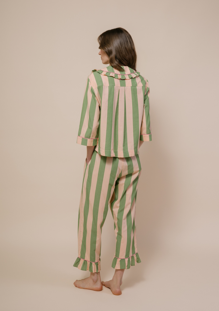 Pyjama en coton damier abricot